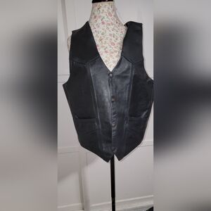 Hudson Black Leather Vest Size 46 XXL